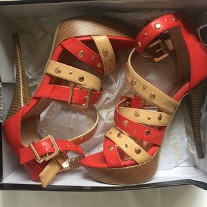 Orange/tan Liliana strappy heels